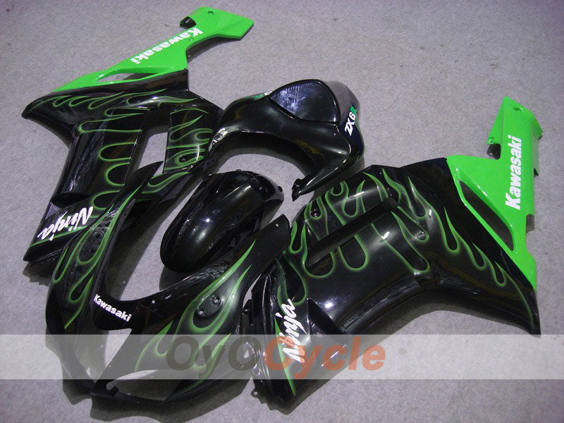 Carenado por inyección para NINJA ZX-6R 07-08 - Verde, Negro - Llama #OYO87901940