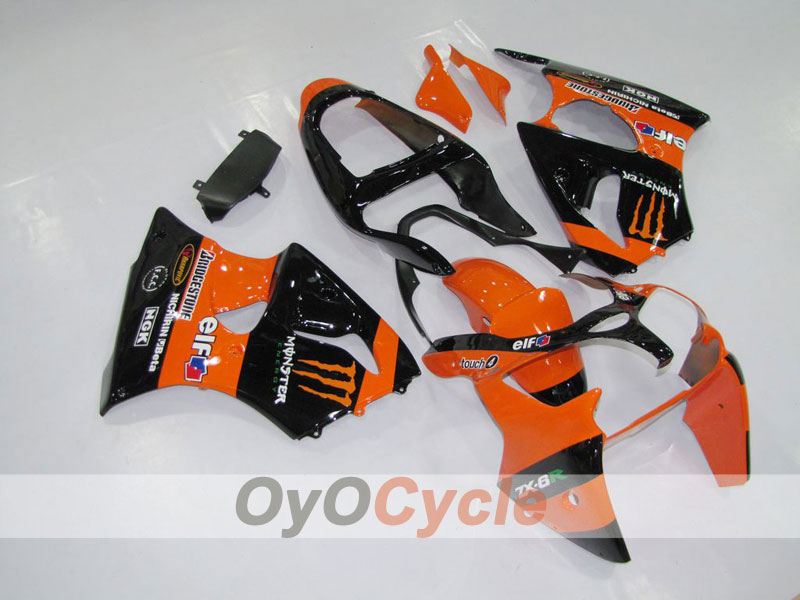 Kit de carenado de inyección para NINJA ZX-6R 00-02 - Naranja, Negro - Monster #OYO87901715