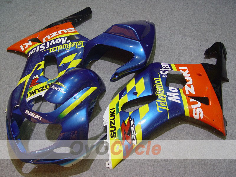 Kit de carenado por inyección para GSX R600 01-03 - Amarillo, Azul - Movistar #OYO87901067