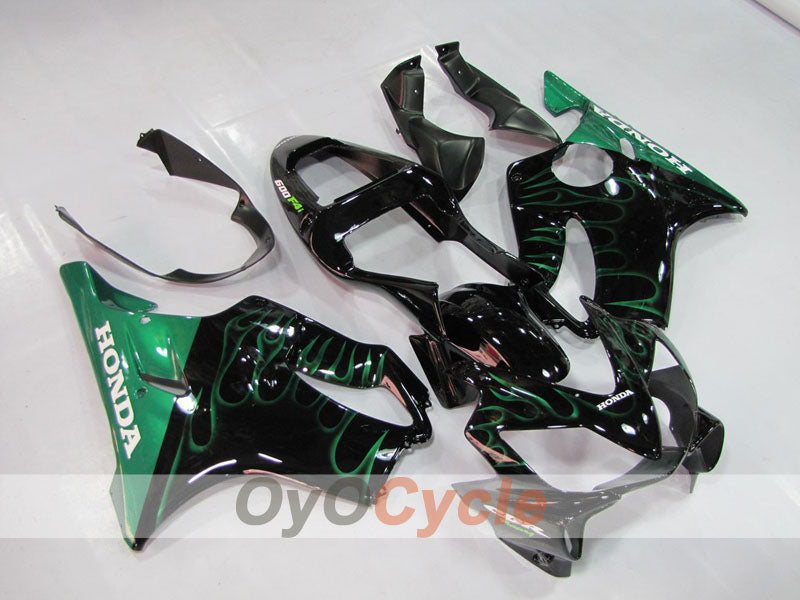 Kit de carenado de inyección para CBR600F4i 01-03 - Verde, Negro - Llama #OYO87900155