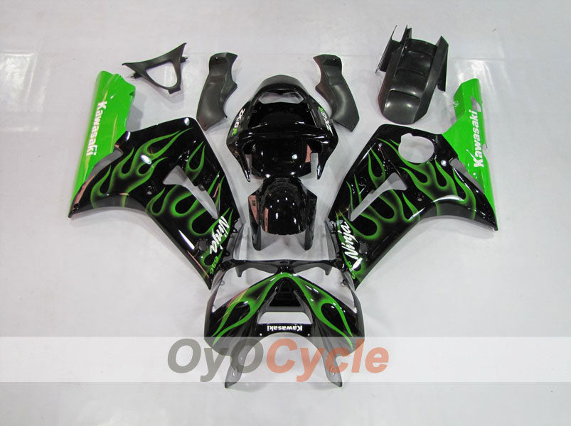 Kit de carenado de inyección para NINJA ZX-6R 03-04 - Verde, Negro - Llama #OYO87901795