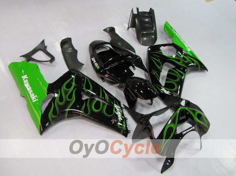 Kit de carenado de inyección para NINJA ZX-6R 03-04 - Verde, Negro - Llama #OYO87901795