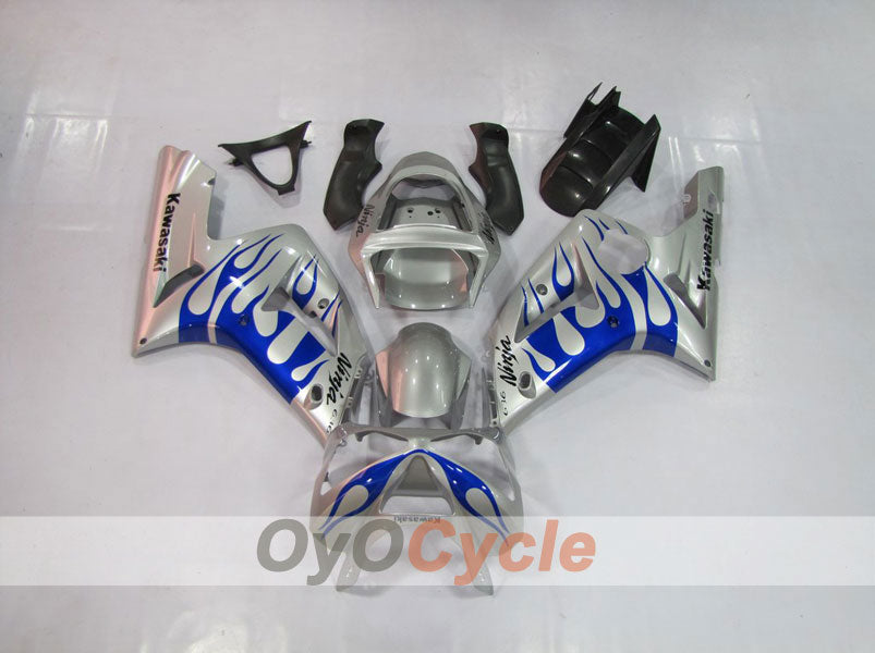 Carenado de inyección para NINJA ZX-6R 03-04 - Azul, Plata - Llama #OYO87901797