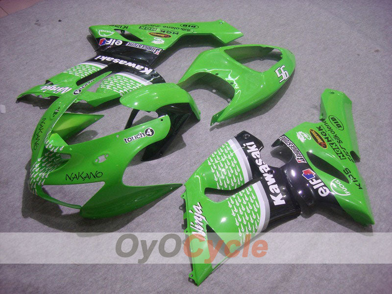 Kit de carenado de inyección para NINJA ZX-6R 05-06 - Verde, Negro - Nakano #OYO87901888
