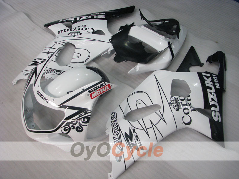 Kit de carenado por inyección para GSX R750 00-03 - Blanco, Negro - Corona #OYO87901023