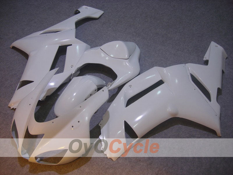 Kit de carenado por inyección para NINJA ZX-6R 07-08 - Blanco - Estilo de fábrica #OYO87901905