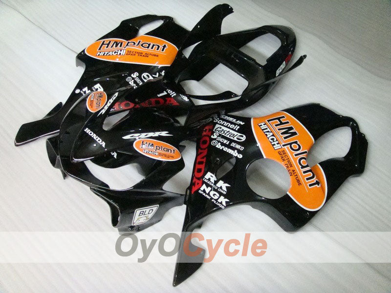 Kit de carenado por inyección para CBR600F4i 01-03 - Naranja, Negro - Castrol #OYO87900157