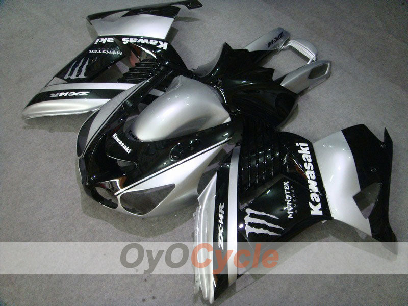 Carenado de inyección para NINJA ZX-14R 06-11 - Negro, Plata - Monster #OYO87902019
