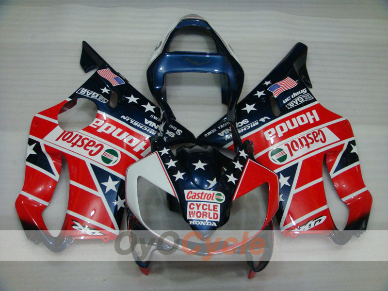Kit de carenado por inyección para CBR600F4i 01-03 - Rojo, Azul - Castrol, MICHELIN #OYO87900144