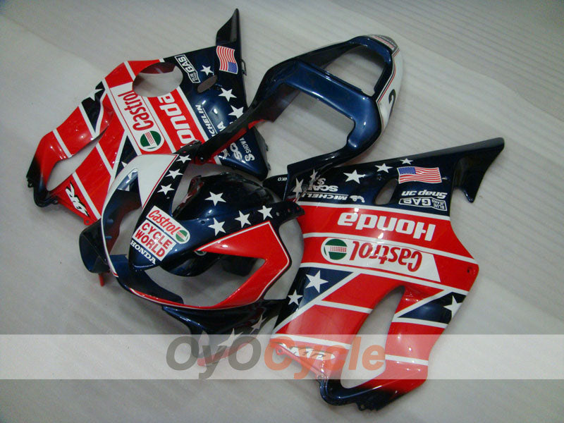 Kit de carenado por inyección para CBR600F4i 01-03 - Rojo, Azul - Castrol, MICHELIN #OYO87900144