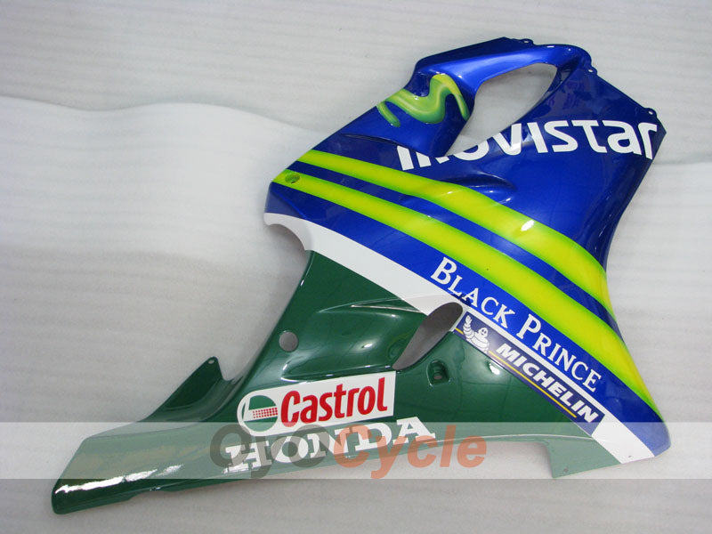 Kit de carenado de inyección para CBR600F4i 01-03 - Amarillo, Azul - Castrol #OYO87900162