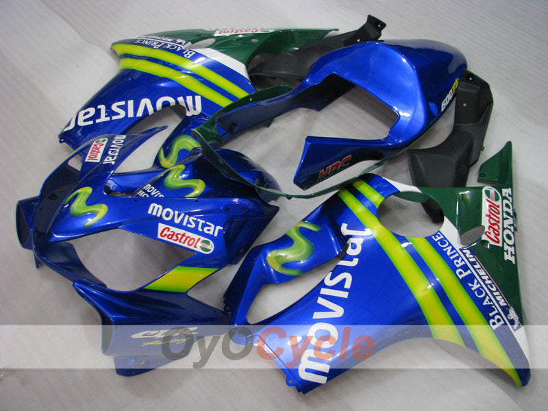 Kit de carenado de inyección para CBR600F4i 01-03 - Amarillo, Azul - Castrol #OYO87900162