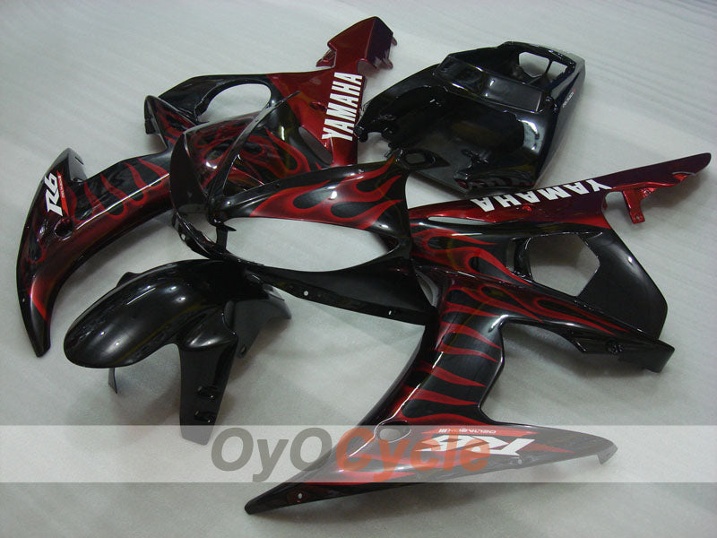 Kit de carenado de inyección para YZF-R6 05 - Rojo, Negro - Llama #OYO87902638