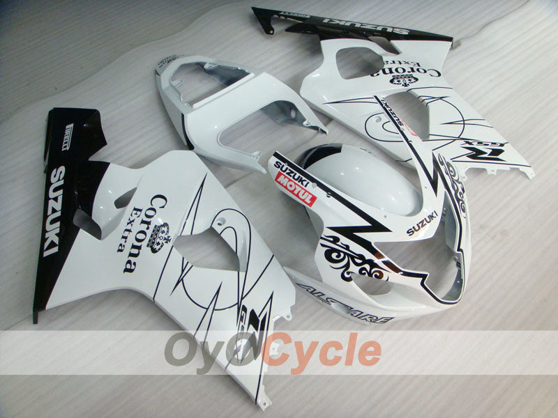 Kit de carenado por inyección para GSXR600 04-05 - Blanco, Negro - Corona, MOTUL #OYO87901169