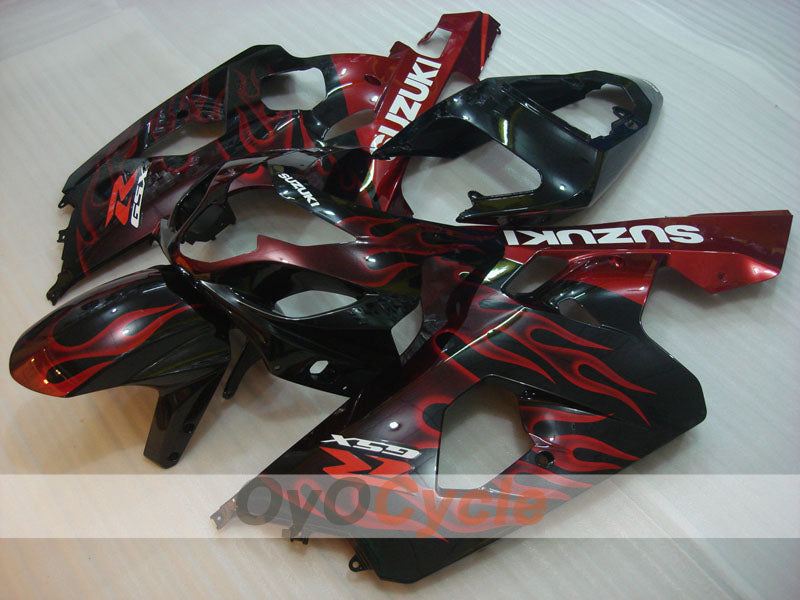 Kit de carenado de inyección para GSX R750 04-05 - Rojo, Negro - Llama #OYO87901252