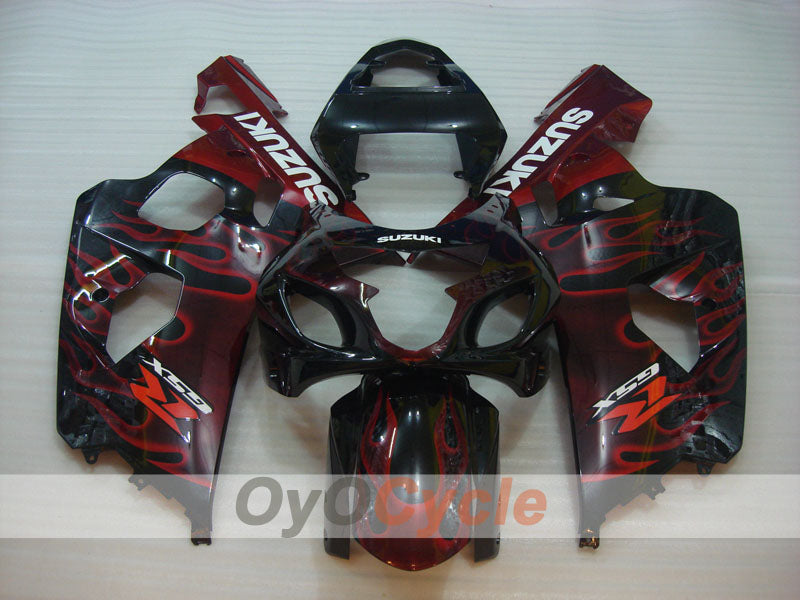Kit de carenado de inyección para GSX R750 04-05 - Rojo, Negro - Llama #OYO87901252