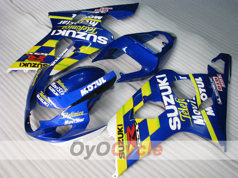 Kit de carenado inyectado para GSX R750 04-05 - Amarillo, Azul - Movistar #OYO87901165