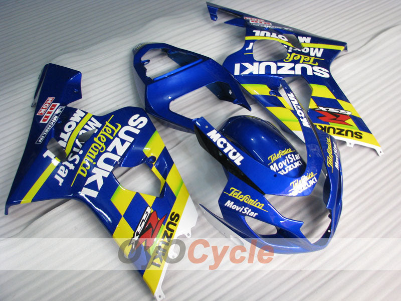 Kit de carenado inyectado para GSX R750 04-05 - Amarillo, Azul - Movistar #OYO87901165