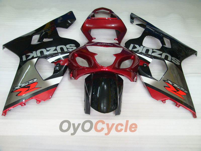 Kit de carenado por inyección para GSX R750 04-05 - Rojo, Plata - Estilo de fábrica #OYO87901220