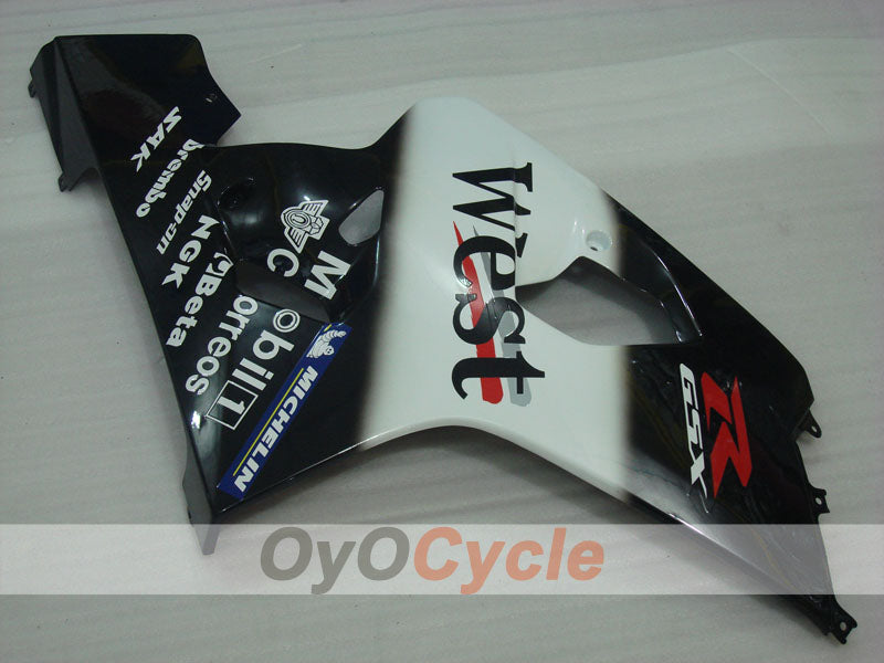 Kit de carenado por inyección para GSXR600 04-05 - Blanco, Negro - Oeste #OYO87901423