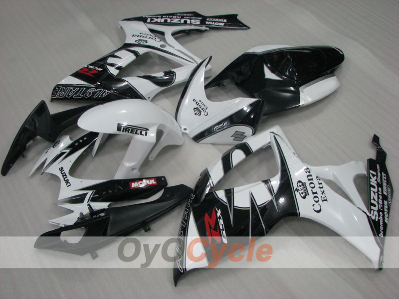 Kit de carenado por inyección para GSX R600 06-07 - Blanco, Negro - Corona, MOTUL #OYO87901434