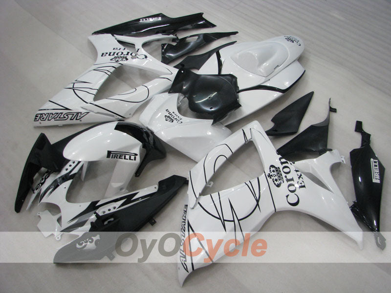 Kit de carenado por inyección para GSX R600 06-07 - Blanco, Negro - Corona #OYO87901441