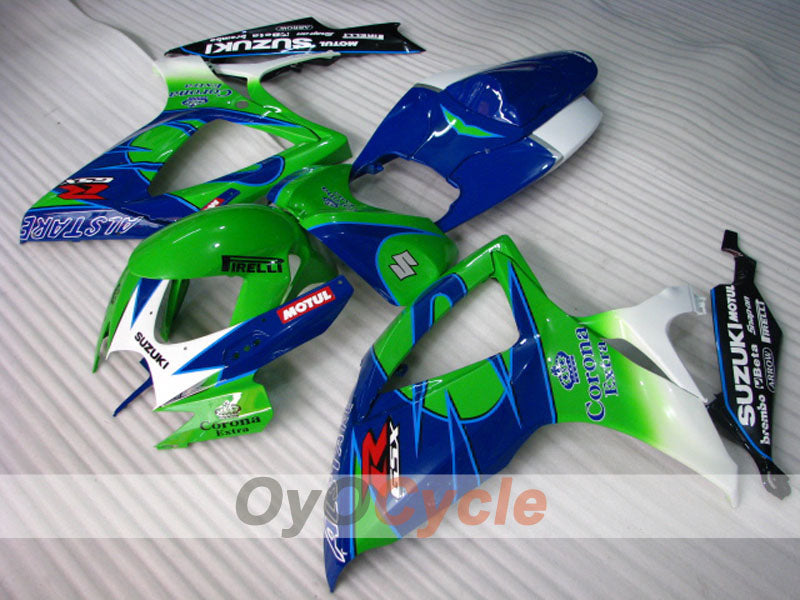 Kit de carenado por inyección para GSX R600 06-07 - Verde, Azul - Corona #OYO87901453