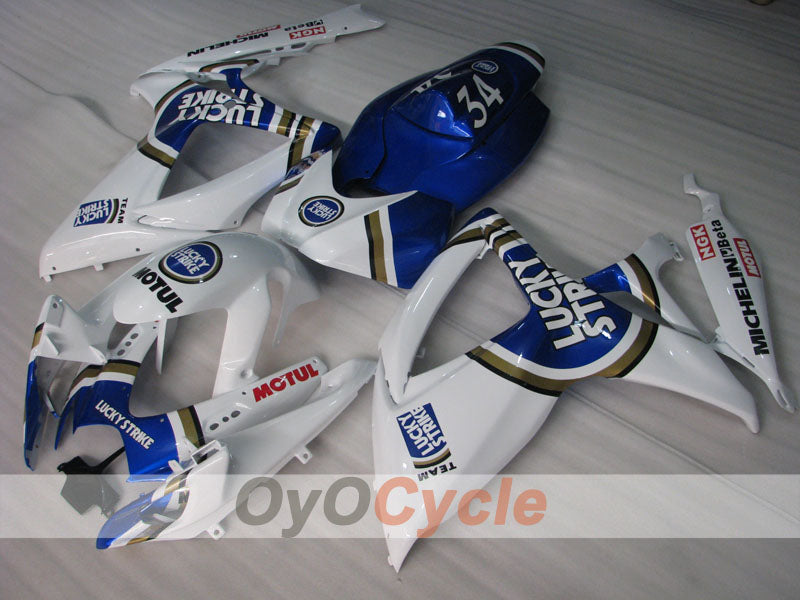 Carenado de inyección para GSX R600 06-07 - Azul, Blanco - Lucky Strike, MICHELIN, MOTUL #OYO87901519