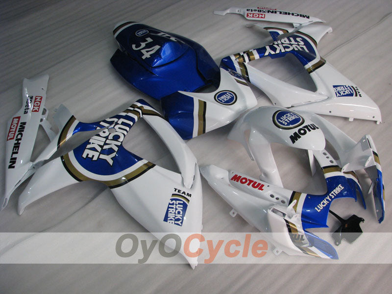 Carenado de inyección para GSX R600 06-07 - Azul, Blanco - Lucky Strike, MICHELIN, MOTUL #OYO87901519