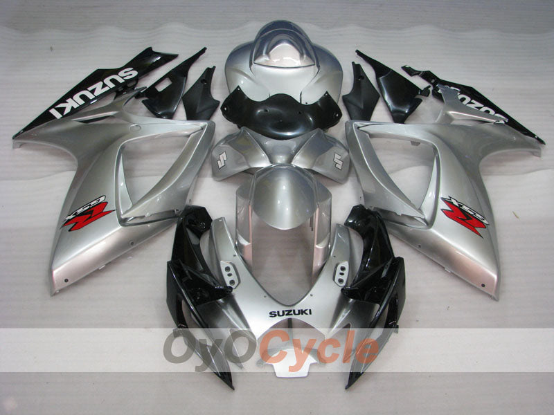 Kit de carenado por inyección para GSX R600 06-07 - Negro, Plateado - Estilo de fábrica #OYO87901588