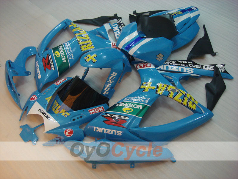Kit de carenado por inyección para GSX R600 06-07 - Azul, Negro - DUNLOP, Rizla+ #OYO87901601