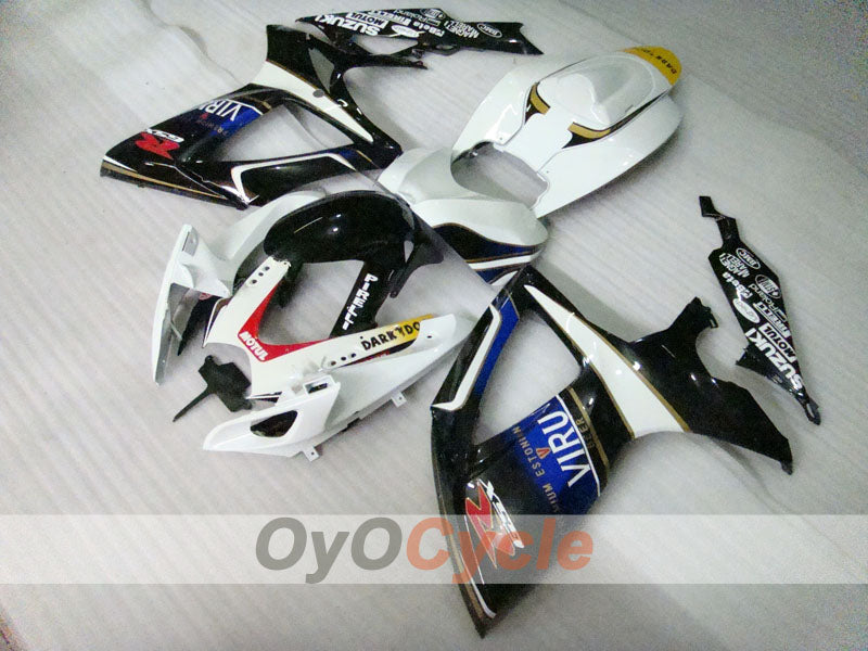Kit de carenado por inyección para GSX R600 06-07 - Blanco, Negro - MOTUL, VIRU #OYO87901605