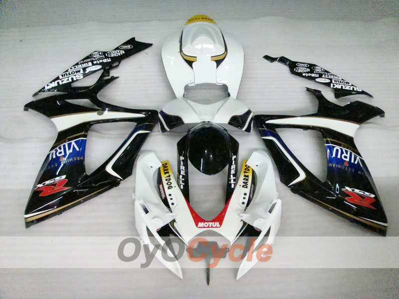 Kit de carenado por inyección para GSX R600 06-07 - Blanco, Negro - MOTUL, VIRU #OYO87901605
