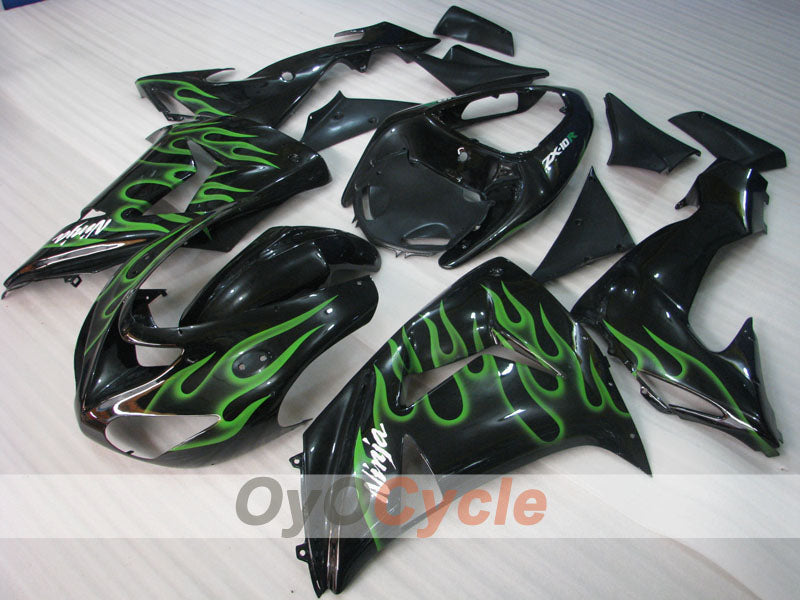 Kit de carenado por inyección para NINJA ZX-10R 06-07 - Verde, Negro - Llama #OYO87901610
