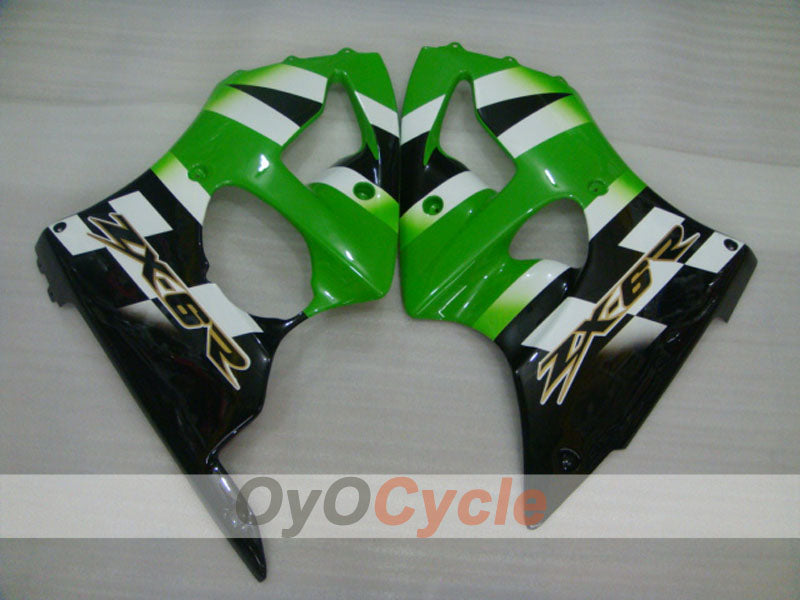Carenado de inyección para NINJA ZX-6R 00-02 - Verde, Blanco - Estilo de fábrica #OYO87901706