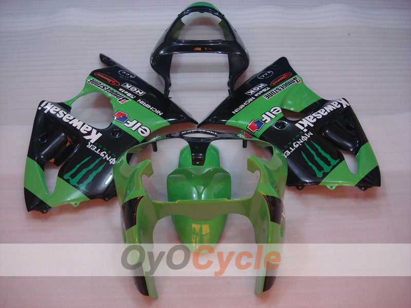 Kit de carenado por inyección para NINJA ZX-6R 00-02 - Verde, Negro - Monster #OYO87901719