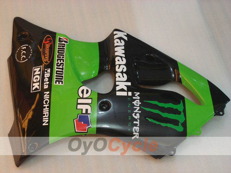 Kit de carenado por inyección para NINJA ZX-6R 00-02 - Verde, Negro - Monster #OYO87901719
