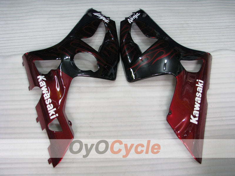 Kit de carenado por inyección para NINJA ZX-6R 03-04 - Rojo, Negro - Llama #OYO87901804