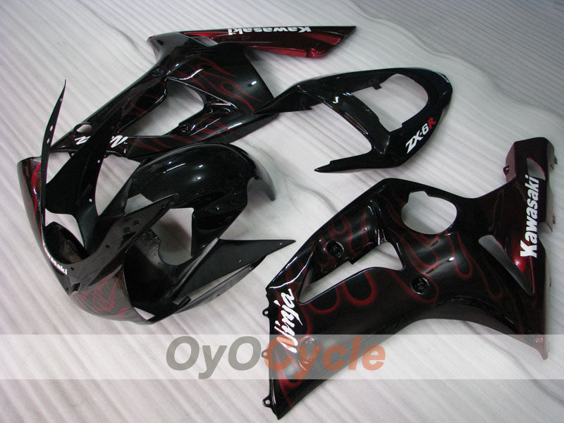 Kit de carenado por inyección para NINJA ZX-6R 03-04 - Rojo, Negro - Llama #OYO87901804 Imagen secundaria del producto