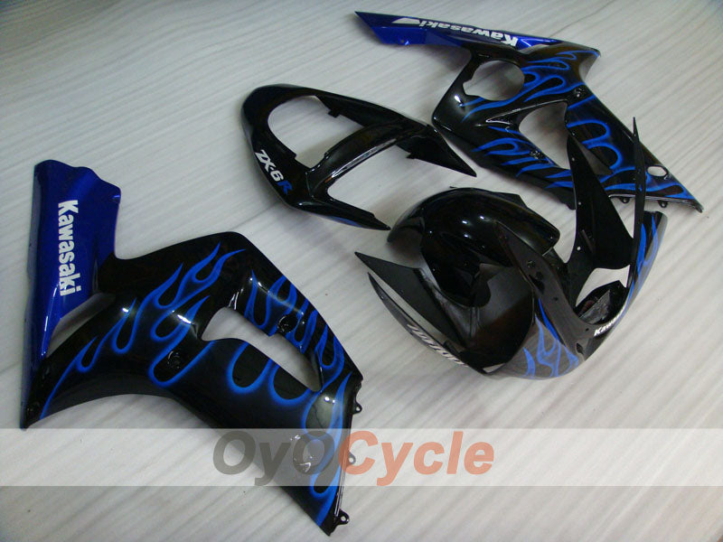 Carenado de inyección para NINJA ZX-6R 03-04 - Morado, Negro - Llama #OYO87901805 Imagen secundaria del producto