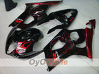 Kit de carenado inyectado para GSX R1000 03-04 - Rojo, Negro - Llamas #OYO87901833