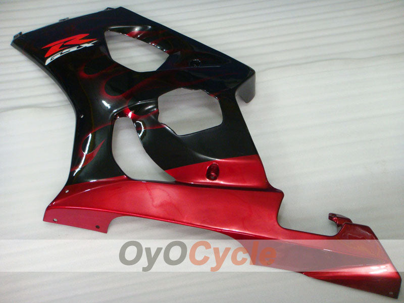 Kit de carenado inyectado para GSX R1000 03-04 - Rojo, Negro - Llamas #OYO87901833