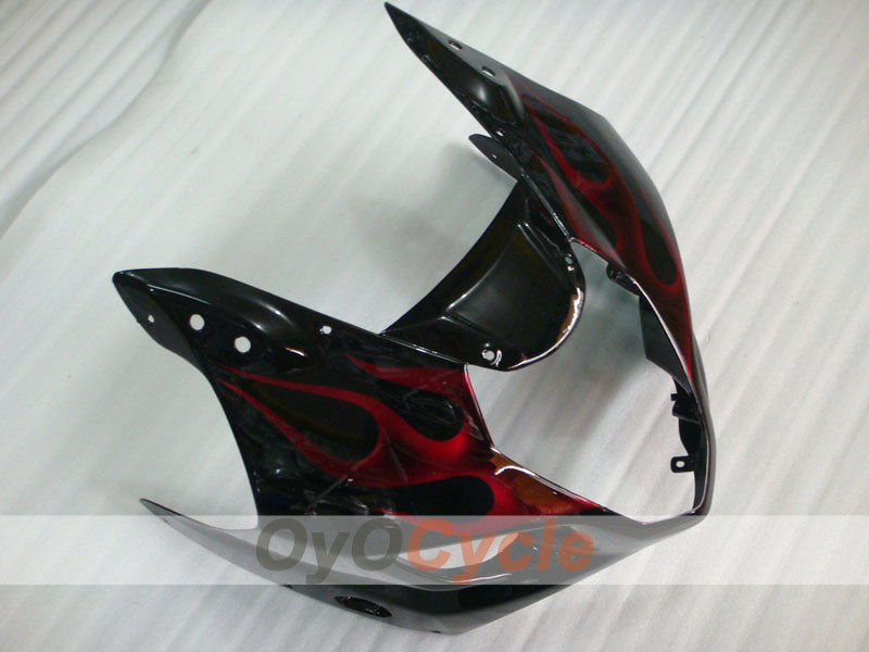 Kit de carenado inyectado para GSX R1000 03-04 - Rojo, Negro - Llamas #OYO87901833