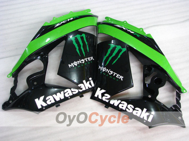 Carenado de inyección para NINJA ZX-14R 06-11 - Verde, Negro - Monster #OYO87902020