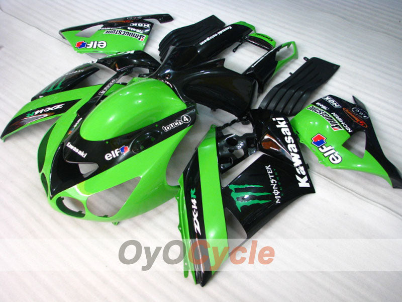 Carenado de inyección para NINJA ZX-14R 06-11 - Verde, Negro - Monster #OYO87902020