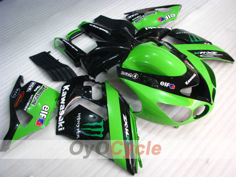 Carenado de inyección para NINJA ZX-14R 06-11 - Verde, Negro - Monster #OYO87902020