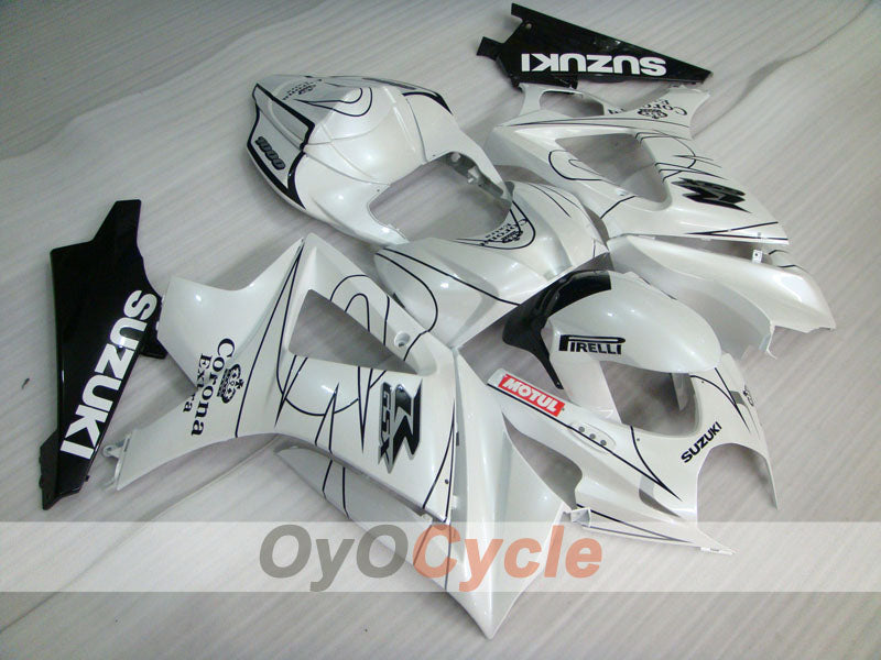 Kit de carenado por inyección para GSX R1000 07-08 - Blanco, Negro - Corona, MOTUL #OYO87902082