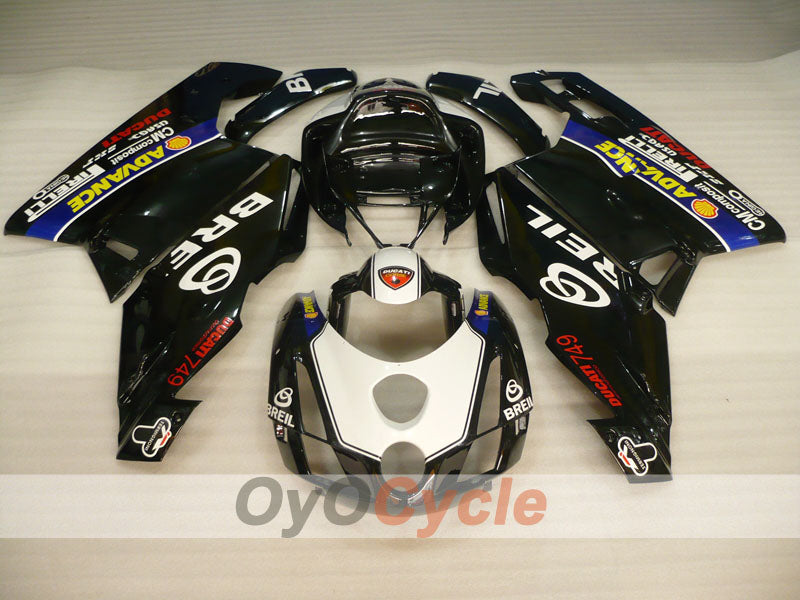 Kit de carenado de inyección para Ducati 749 03-04 - Blanco, Negro - BREIL #OYO87902112