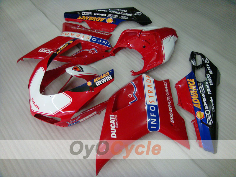 Kit de carenado de inyección para Ducati 1098 07-09 - Rojo, Blanco - INFO STRADA #OYO87902297