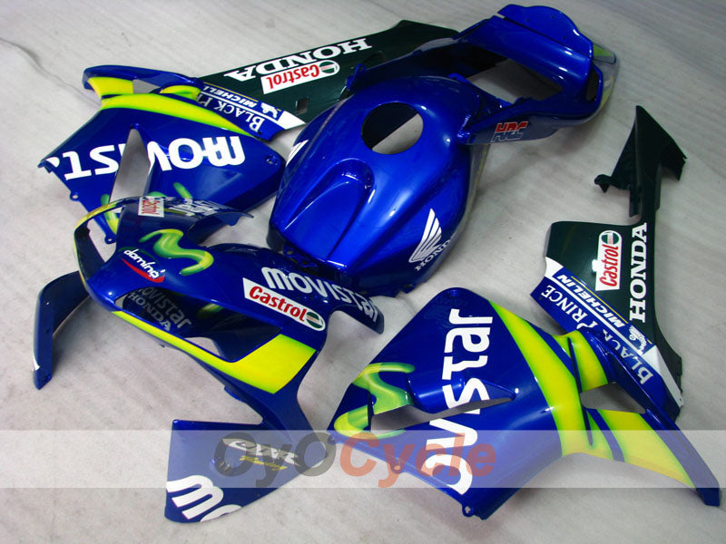 Carenado de inyección para CBR600RR 03-04 - Amarillo, Azul - Movistar #OYO87902537